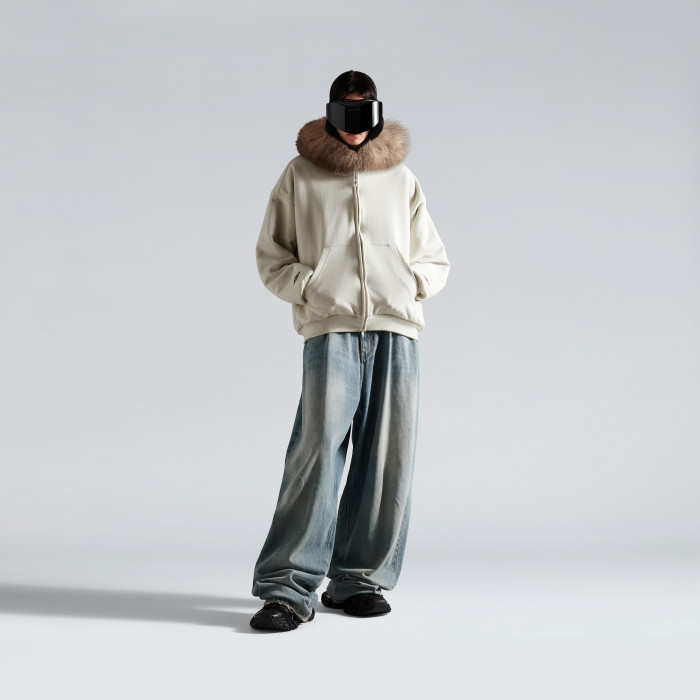 NIGO Balenciaga Fluffy Hoodie Washed Black Zipper Hooded Sweatshirt #nigo333184