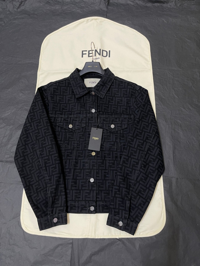 NIGO Fendi FF Motif Denim Jacket Long Jeans Jeans Black #nigo333143