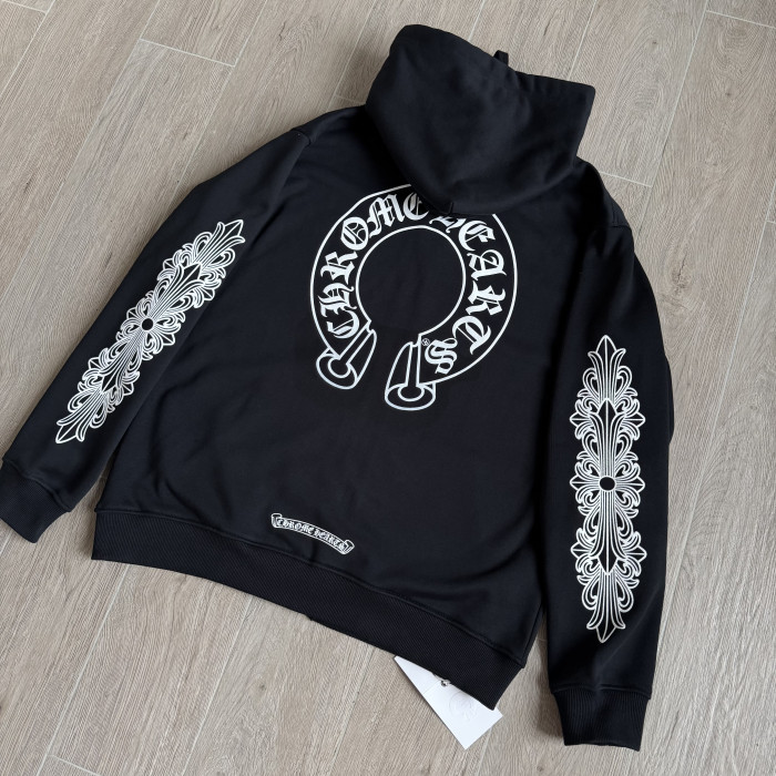 NIGO Chrome Hearts 925 Sterling Silver Hardware Classic Horseshoe Flower Arm Zipper Sweatshirt #nigo333189
