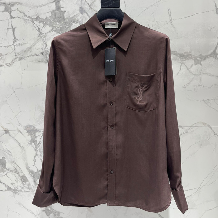 NIGO Saint Laurent Women's Lapel Embroidered Pocket Logo Shirt #nigo333271