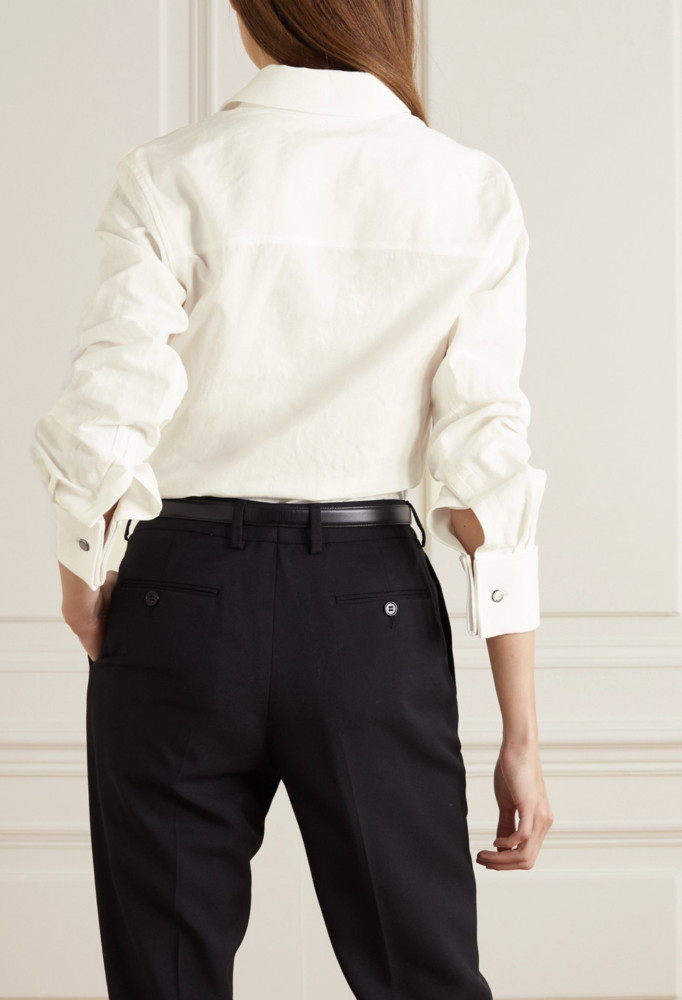 NIGO Saint Laurent Women's Lapel Embroidered Pocket Logo Shirt #nigo333271