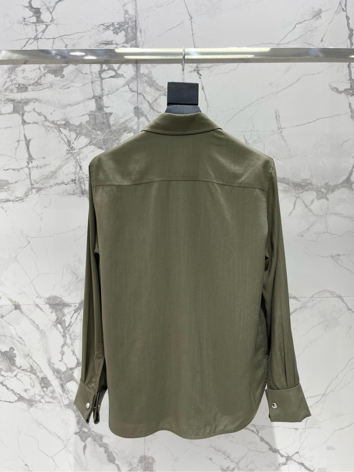 NIGO Saint Laurent Women's Lapel Embroidered Pocket Logo Shirt #nigo333271