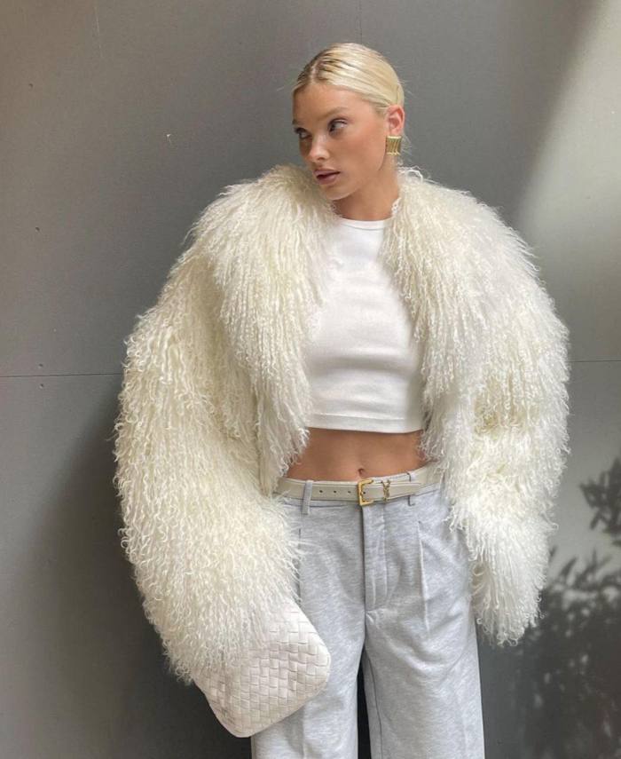 NIGO Beach Sheepskin Solid Color Fluffy Casual Long-Sleeved Fur #nigo171746