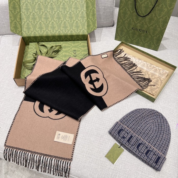 Nigo Gucci Women's and Women's Interlocking Double G Wool Scarf #nigo196661
