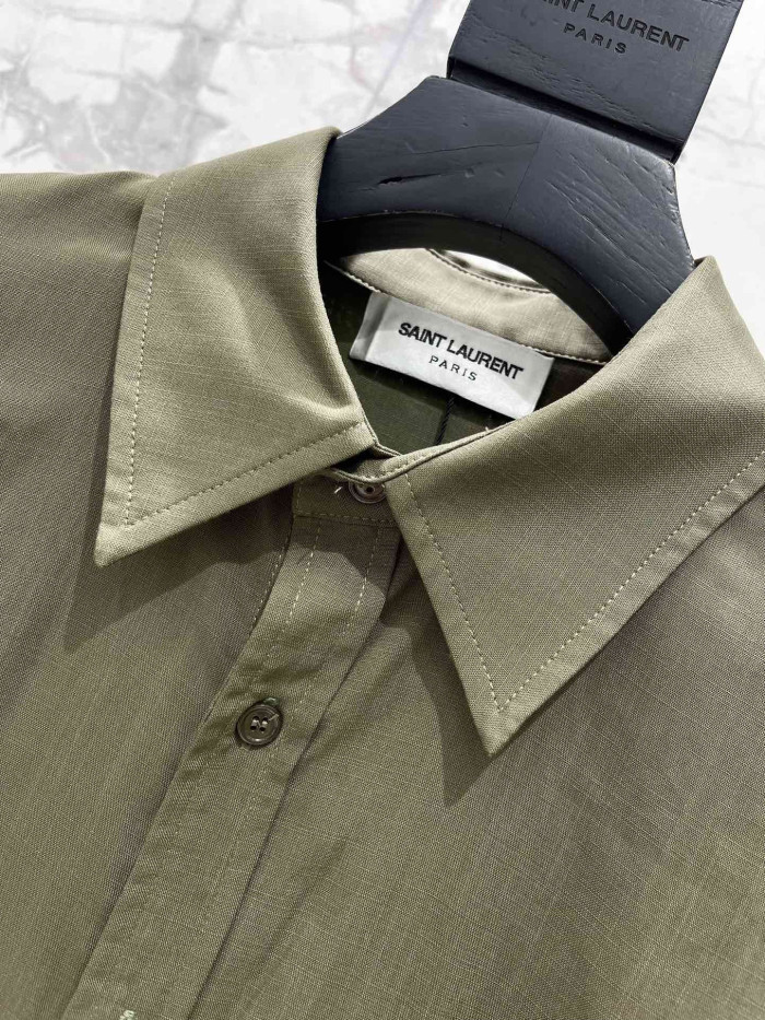 NIGO Saint Laurent Women's Lapel Embroidered Pocket Logo Shirt #nigo333271