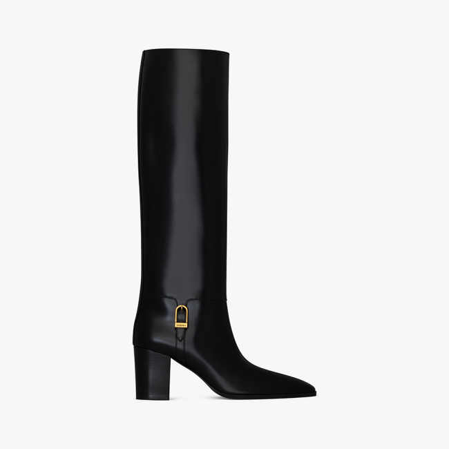 NIGO Saint Laurent Women's JULIA Boots In Smooth Leather In Black #nigo329674