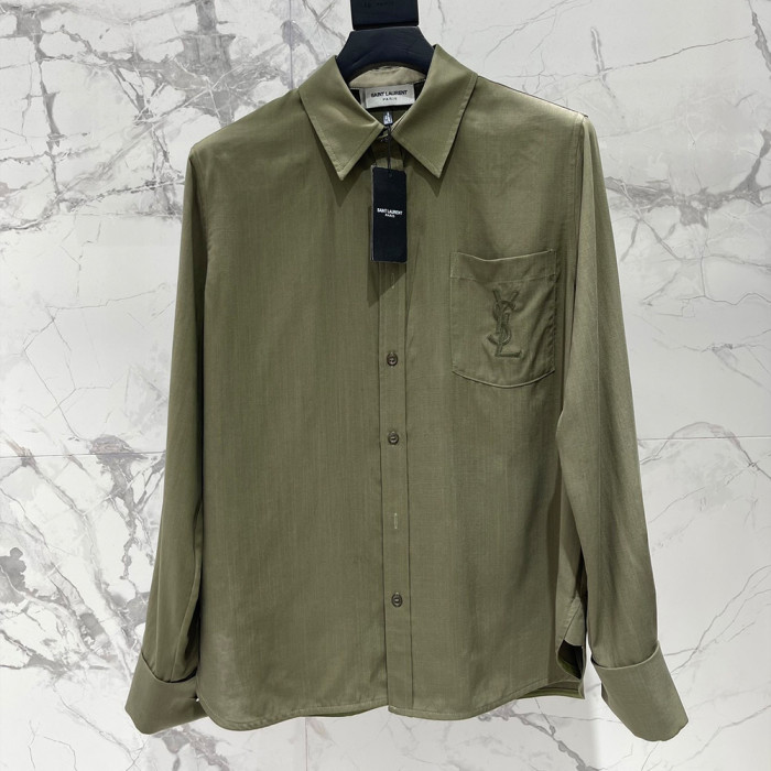 NIGO Saint Laurent Women's Lapel Embroidered Pocket Logo Shirt #nigo333271