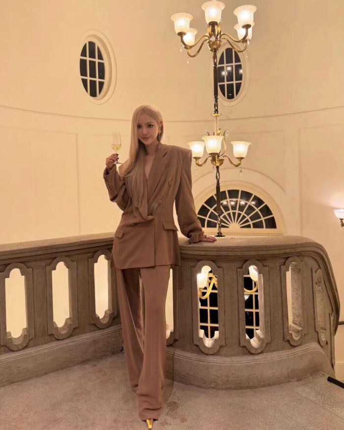 NIGO Saint Laurent Women's Sand-Colored Thin Suit Double-Breasted Six-Button Jacket Pants #nigo321905