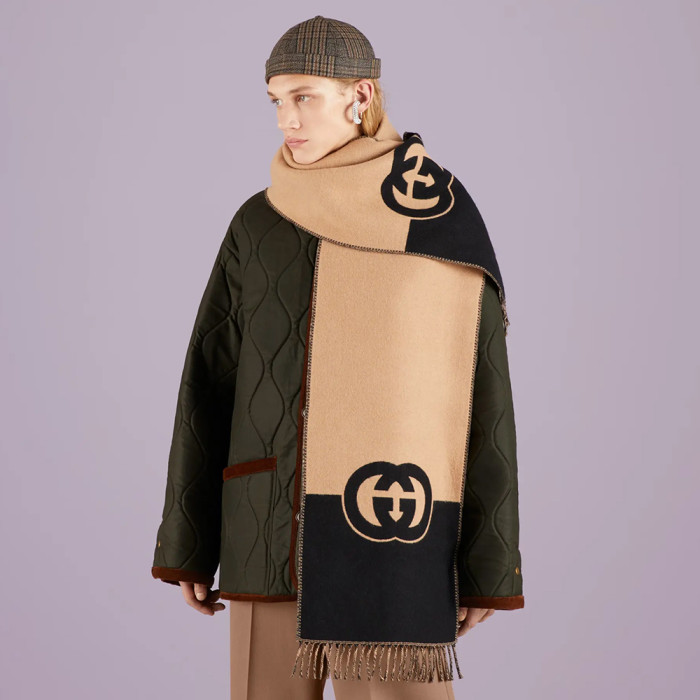 Nigo Gucci Women's and Women's Interlocking Double G Wool Scarf #nigo196661