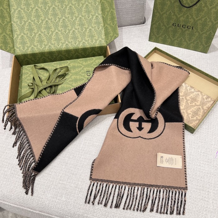 Nigo Gucci Women's and Women's Interlocking Double G Wool Scarf #nigo196661