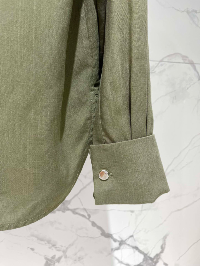 NIGO Saint Laurent Women's Lapel Embroidered Pocket Logo Shirt #nigo333271