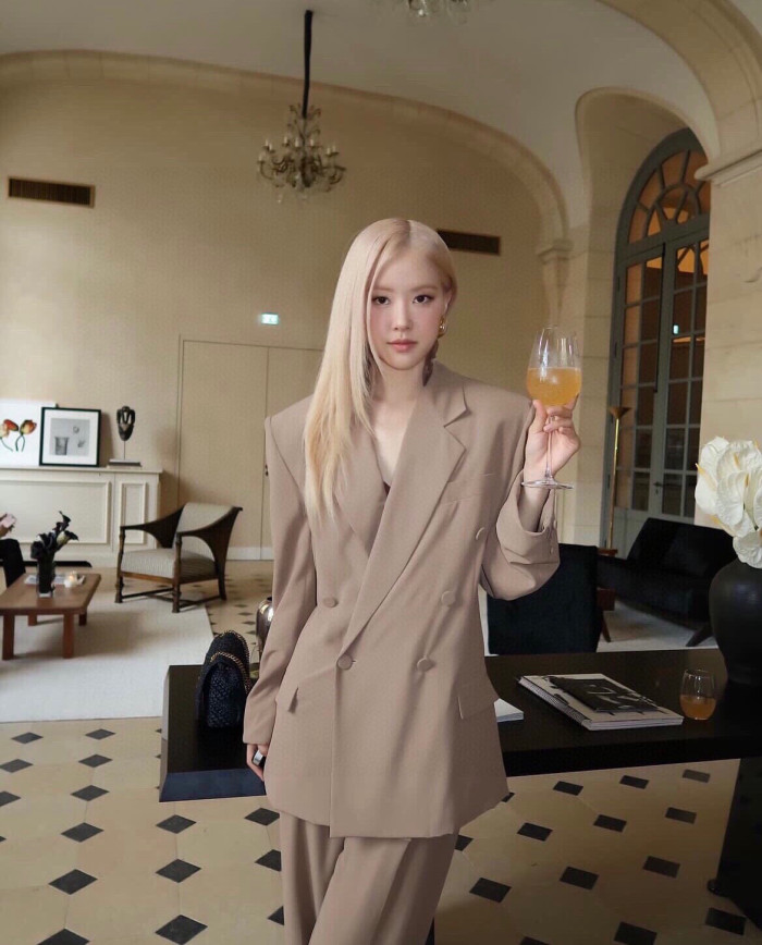 NIGO Saint Laurent Women's Sand-Colored Thin Suit Double-Breasted Six-Button Jacket Pants #nigo321905