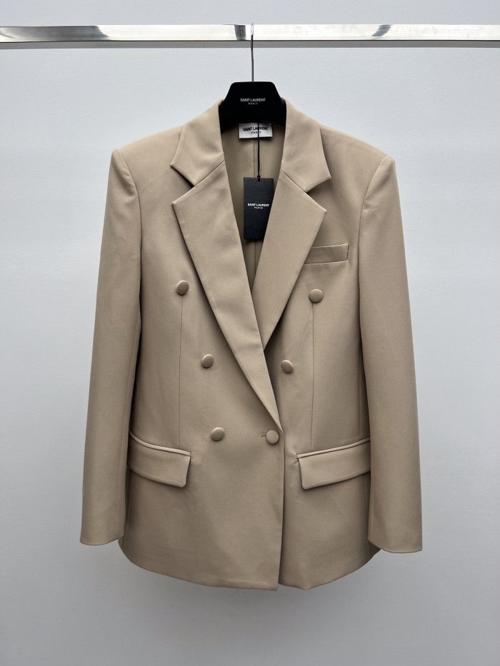 NIGO Saint Laurent Women's Sand-Colored Thin Suit Double-Breasted Six-Button Jacket Pants #nigo321905