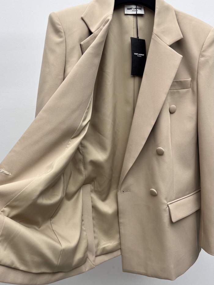 NIGO Saint Laurent Women's Sand-Colored Thin Suit Double-Breasted Six-Button Jacket Pants #nigo321905