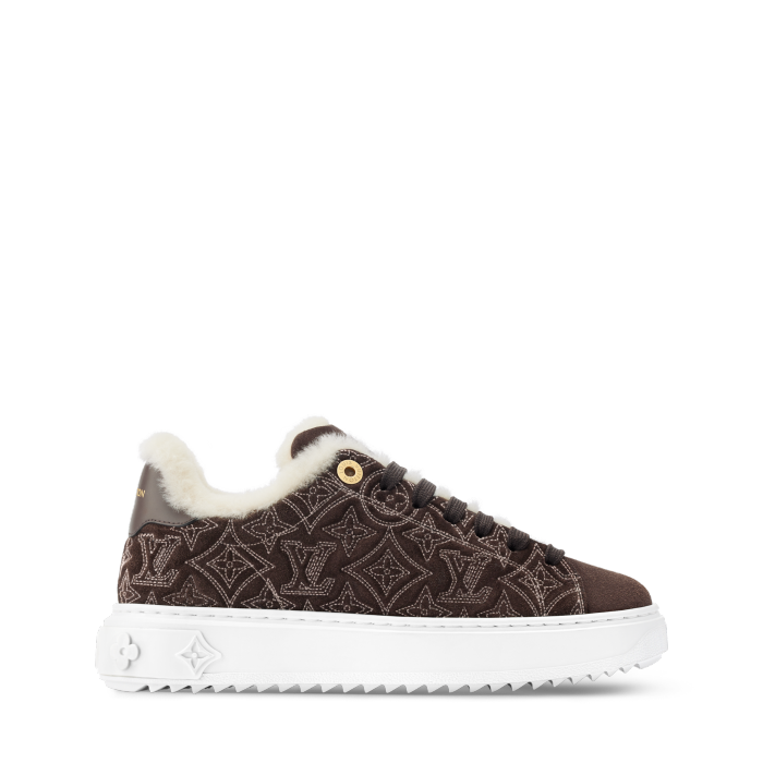 NIGO Louis Vuitton Women's Time Out Sneaker Suede Round Toe Lace-up Low-top Sneakers #nigo333372