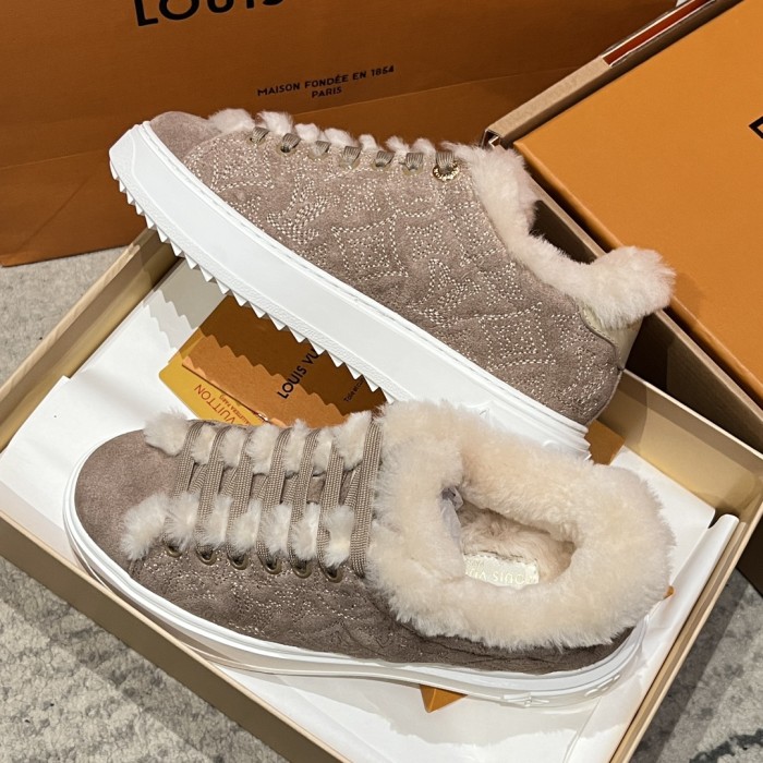 NIGO Louis Vuitton Women's Time Out Sneaker Suede Round Toe Lace-up Low-top Sneakers #nigo333372