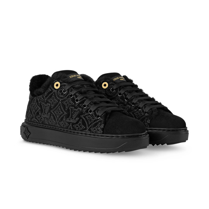 NIGO Louis Vuitton Women's Time Out Sneaker Suede Round Toe Lace-up Low-top Sneakers #nigo333372