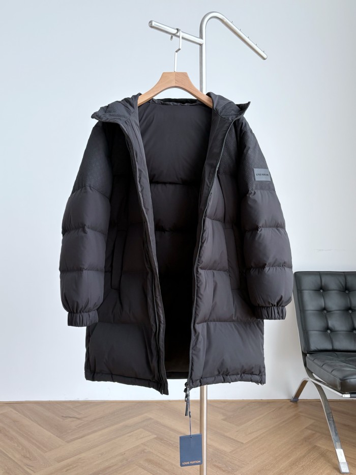 NIGO Louis Vuitton Men's and Women's Embossed Patchwork Mid Length Down Jacket #nigo333370
