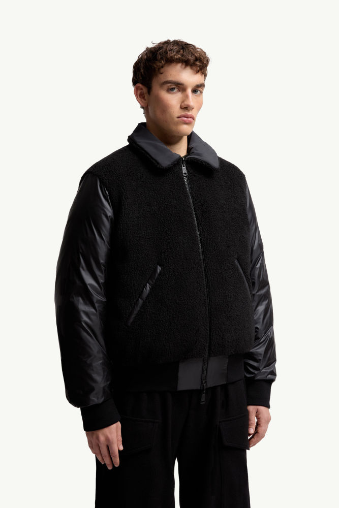 NIGO Moncler Men's Black Maulevrier Reversible Teddy Fleece Bomber Jacket #nigo332812