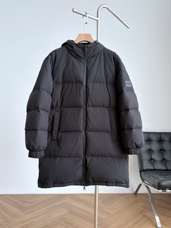 NIGO Louis Vuitton Men's and Women's Embossed Patchwork Mid Length Down Jacket #nigo333370