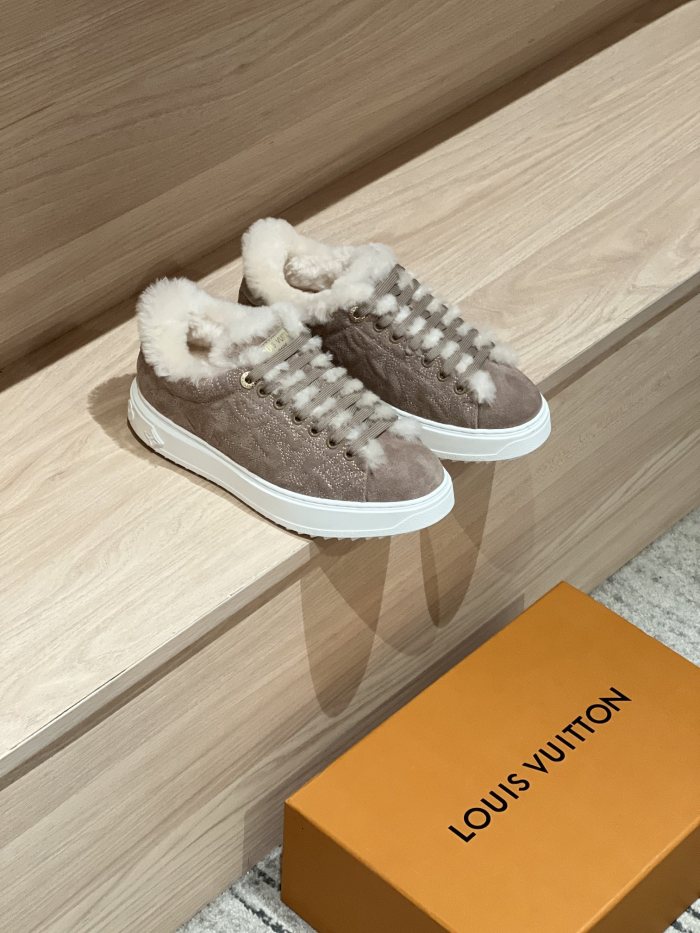 NIGO Louis Vuitton Women's Time Out Sneaker Suede Round Toe Lace-up Low-top Sneakers #nigo333372
