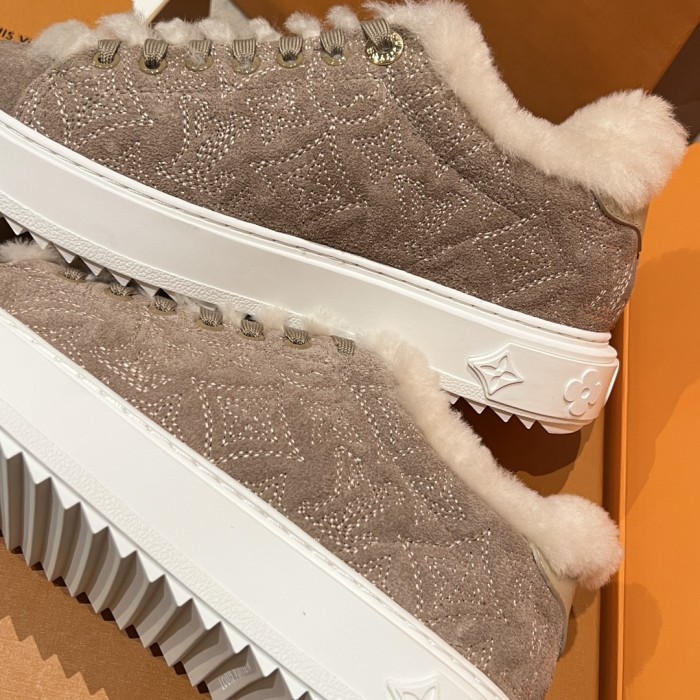 NIGO Louis Vuitton Women's Time Out Sneaker Suede Round Toe Lace-up Low-top Sneakers #nigo333372