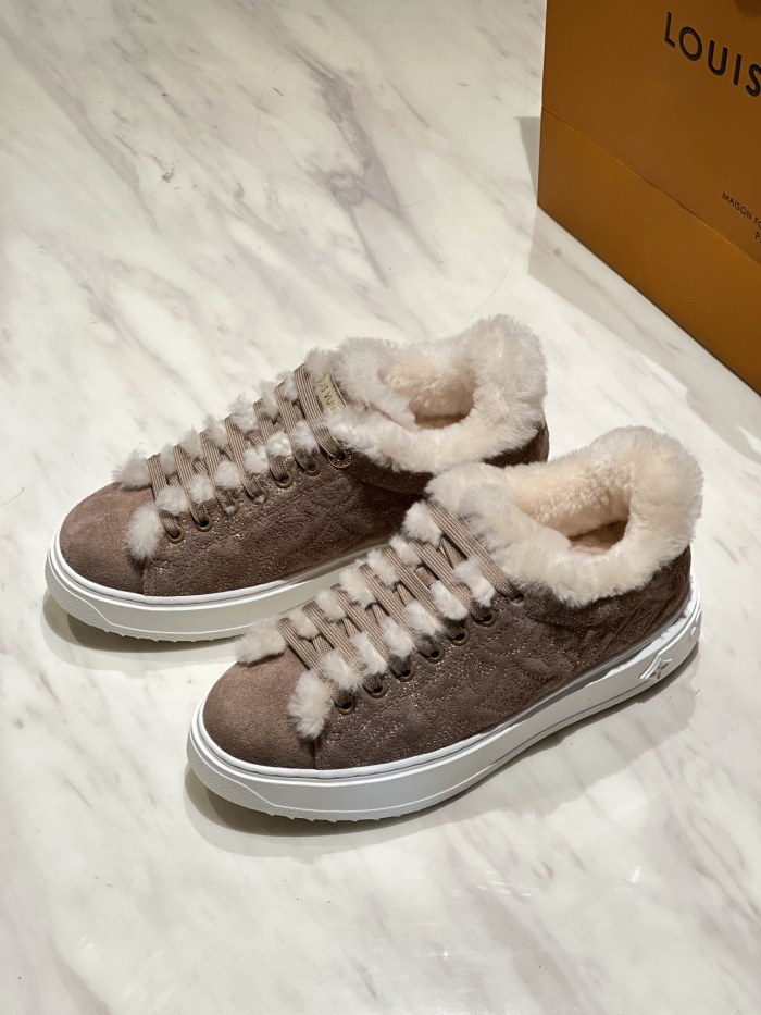 NIGO Louis Vuitton Women's Time Out Sneaker Suede Round Toe Lace-up Low-top Sneakers #nigo333372