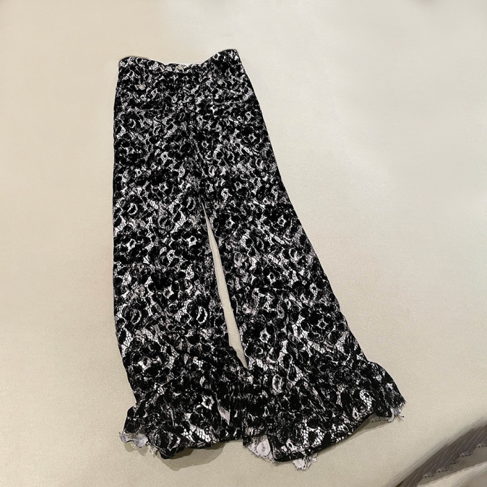 NIGO Chanel 25A Women's Advanced Handicraft Series Lace and Velvet Spliced ​​Cropped Jacket Pants  #nigo333009