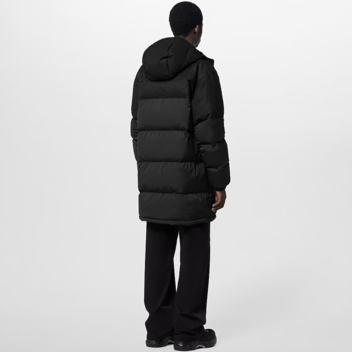 NIGO Louis Vuitton Men's and Women's Embossed Patchwork Mid Length Down Jacket #nigo333370