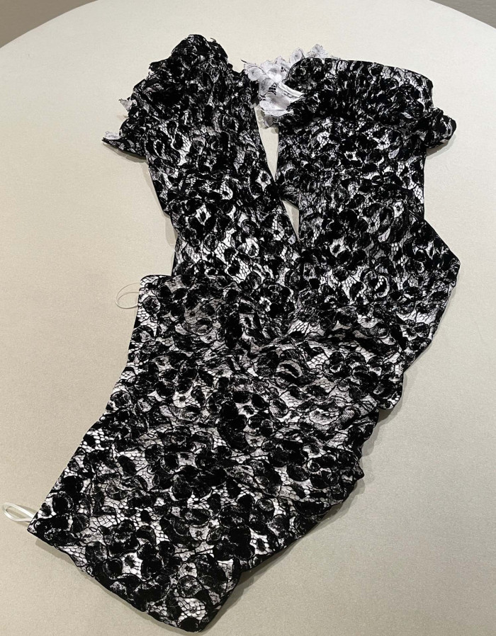NIGO Chanel 25A Women's Advanced Handicraft Series Lace and Velvet Spliced ​​Cropped Jacket Pants  #nigo333009