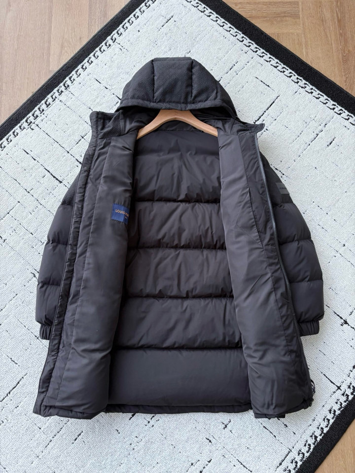 NIGO Louis Vuitton Men's and Women's Embossed Patchwork Mid Length Down Jacket #nigo333370