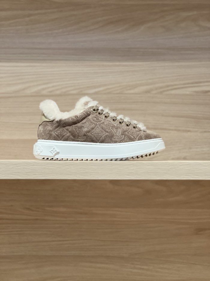 NIGO Louis Vuitton Women's Time Out Sneaker Suede Round Toe Lace-up Low-top Sneakers #nigo333372