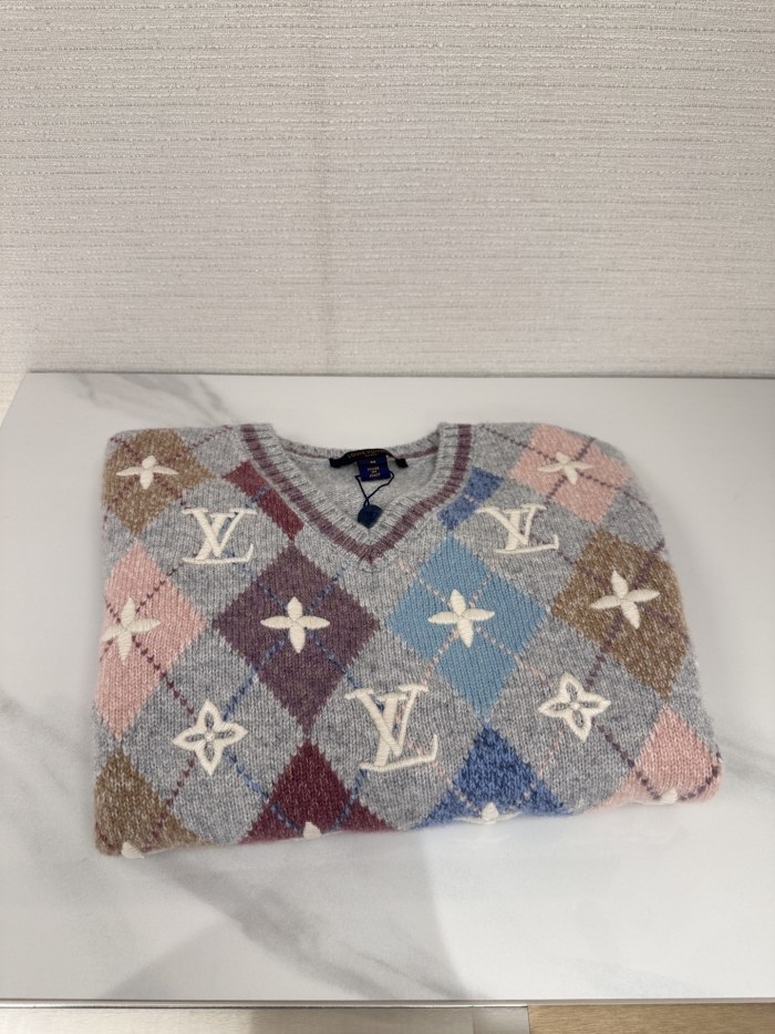 NIGO Louis Vuitton 3D Signature Argyle Pullover Multicolor Blended Sweater #nigo333418