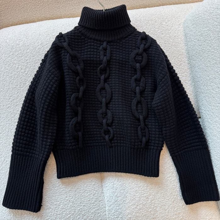 NIGO Hermès Women's 3D Embellished Knitted Turtleneck Sweater #nigo328888