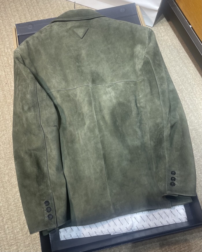 NIGO PRADA Men's Forest Green Suede Jacket #nigo333462
