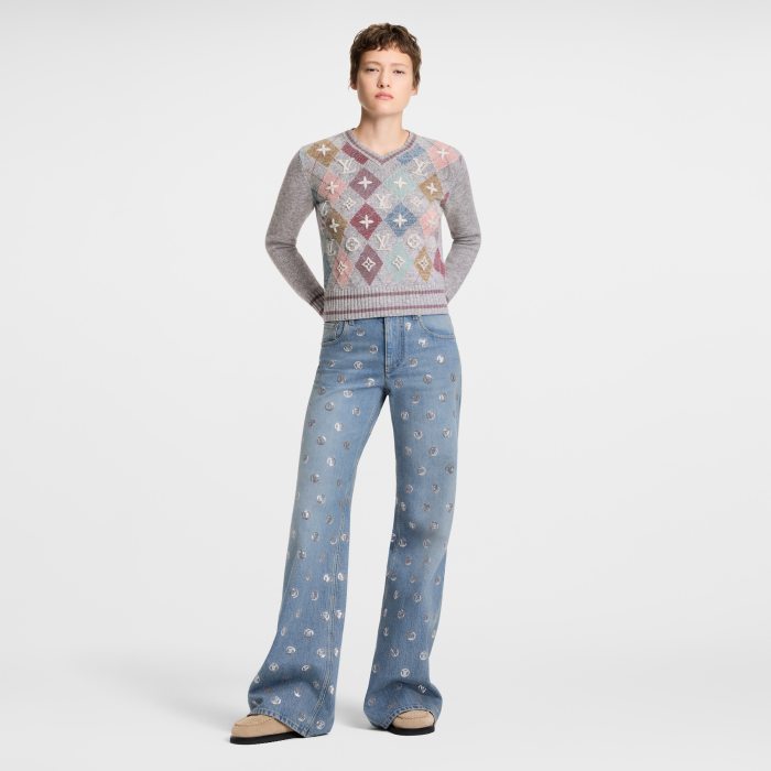 NIGO Louis Vuitton 3D Signature Argyle Pullover Multicolor Blended Sweater #nigo333418