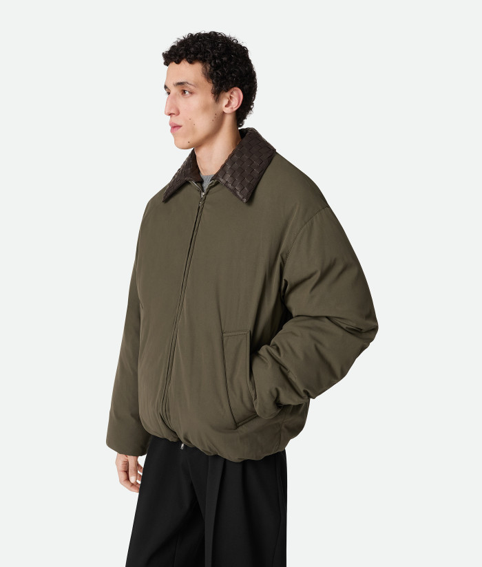NIGO Bottega Veneta Men's Spring/Fall Knit Leather Collar Two-Way Zipper Technical Fabric Solid Color Long Down Jacket Ngvp #nigo333312