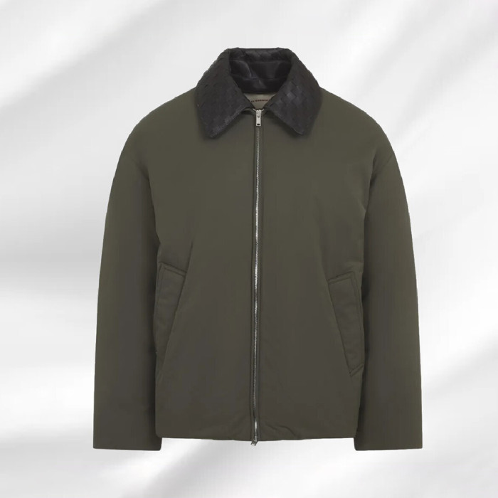 NIGO Bottega Veneta Men's Spring/Fall Knit Leather Collar Two-Way Zipper Technical Fabric Solid Color Long Down Jacket Ngvp #nigo333312