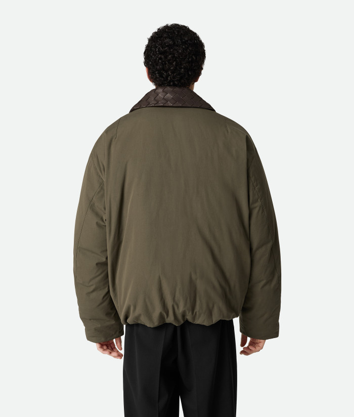 NIGO Bottega Veneta Men's Spring/Fall Knit Leather Collar Two-Way Zipper Technical Fabric Solid Color Long Down Jacket Ngvp #nigo333312