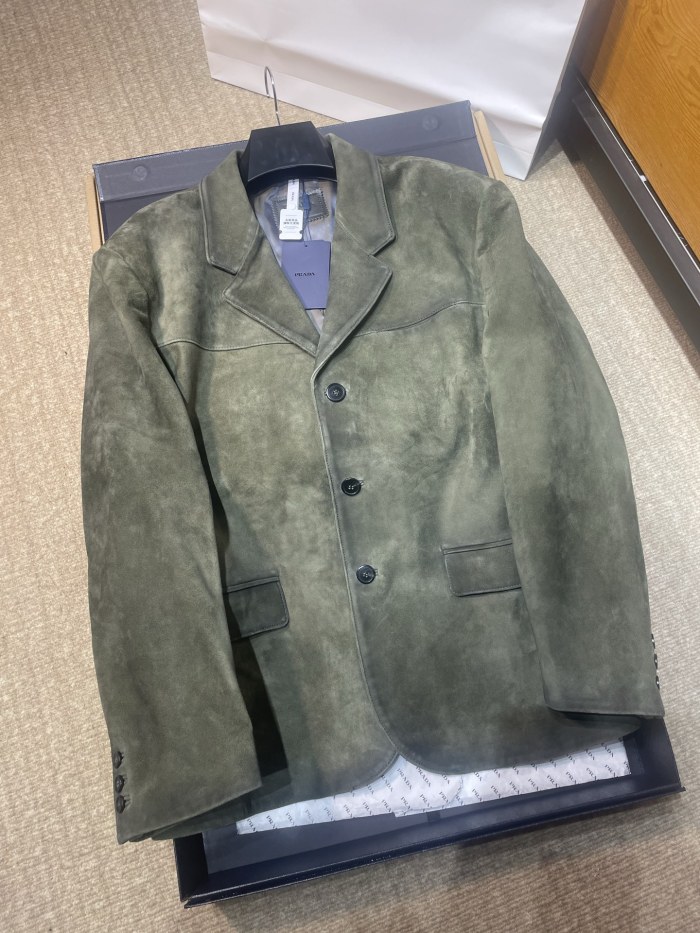 NIGO PRADA Men's Forest Green Suede Jacket #nigo333462