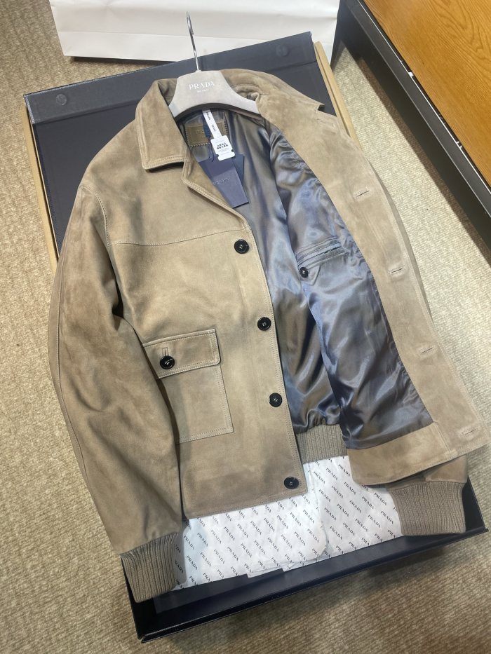 NIGO PRADA Men's 25FW Stone Suede Bomber Jacket #nigo333461