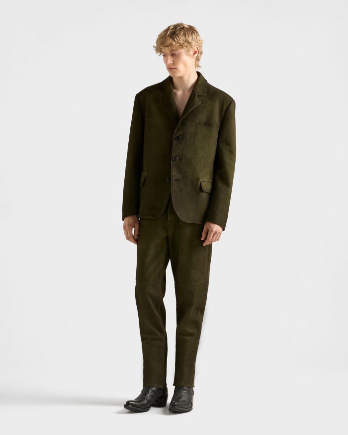 NIGO PRADA Men's Forest Green Suede Jacket #nigo333462