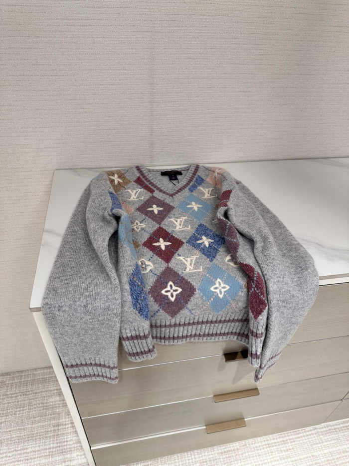 NIGO Louis Vuitton 3D Signature Argyle Pullover Multicolor Blended Sweater #nigo333418