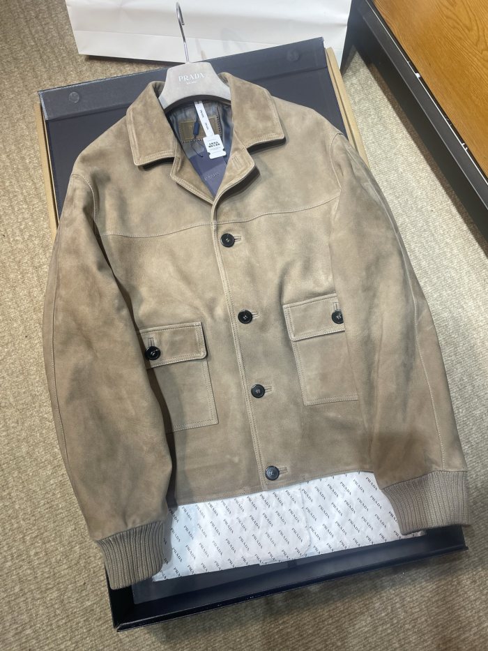 NIGO PRADA Men's 25FW Stone Suede Bomber Jacket #nigo333461