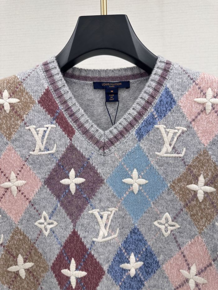 NIGO Louis Vuitton 3D Signature Argyle Pullover Multicolor Blended Sweater #nigo333418
