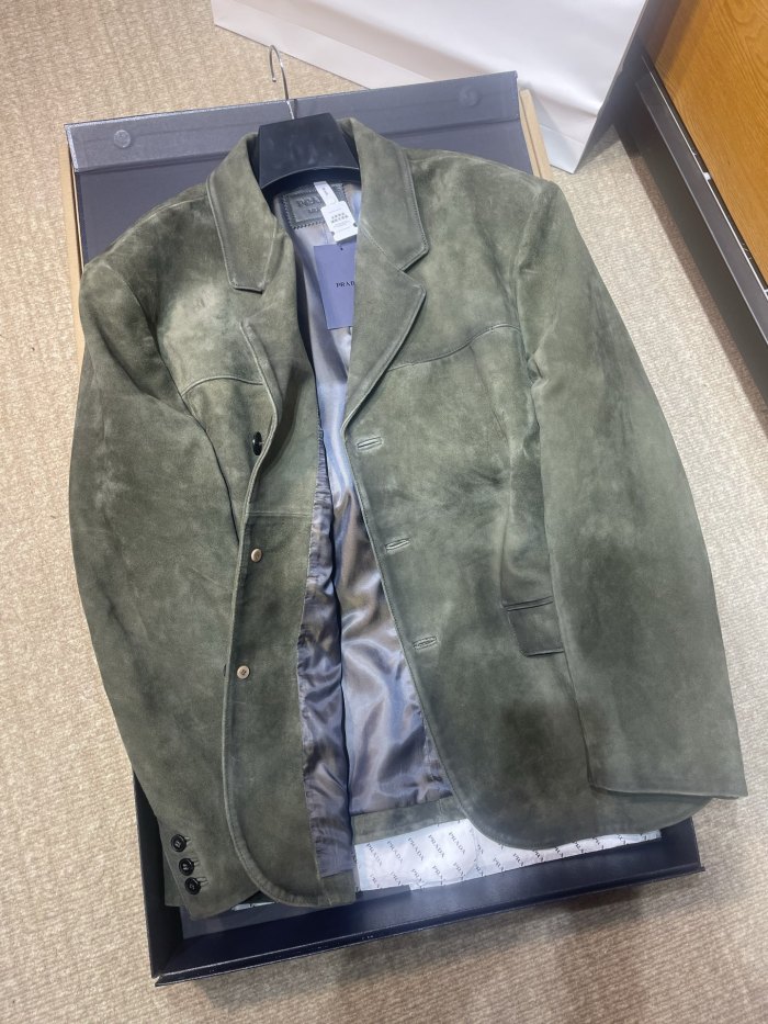 NIGO PRADA Men's Forest Green Suede Jacket #nigo333462