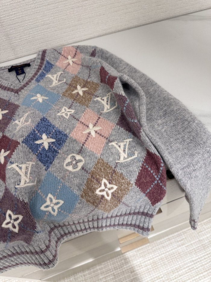 NIGO Louis Vuitton 3D Signature Argyle Pullover Multicolor Blended Sweater #nigo333418