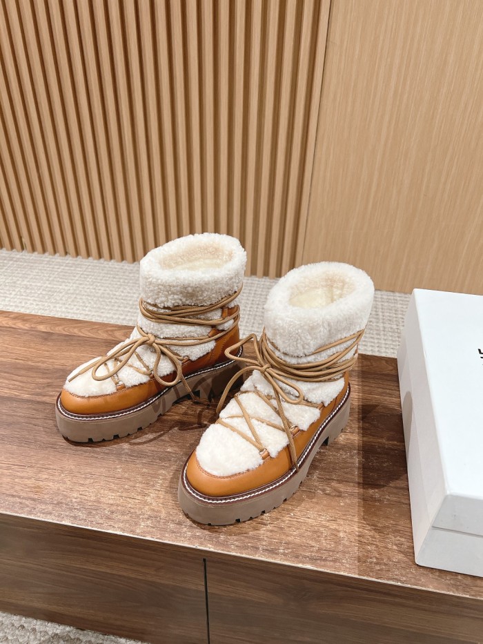 NIGO Celine Bulky Lace Up Boot in Shearling and Calfskin #nigo292286