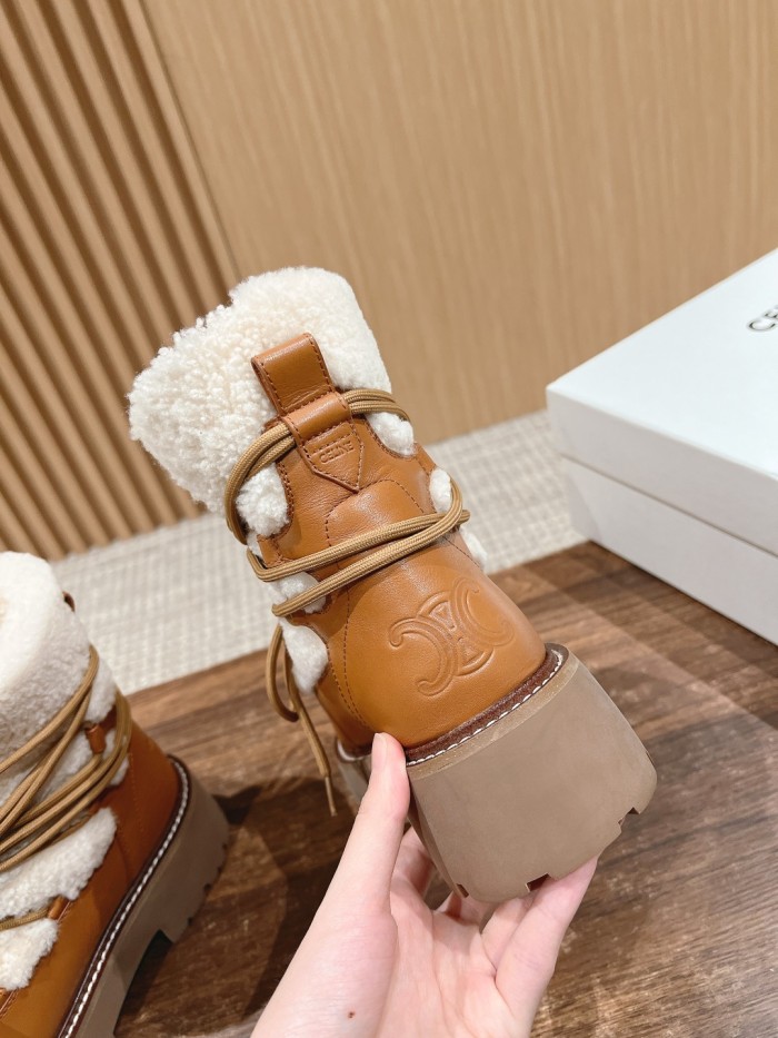 NIGO Celine Bulky Lace Up Boot in Shearling and Calfskin #nigo292286
