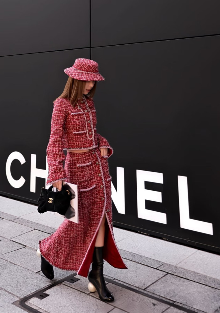 NIGO Chanel Women's Jacket Tweed red Long Skirt Tweed #nigo333453